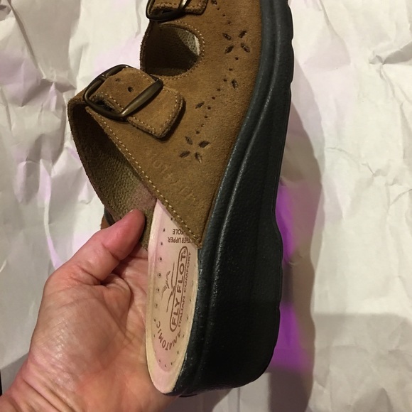 Italian suede double buckle slide sandals 38 nice comfy shoes - Picture 7 of 10